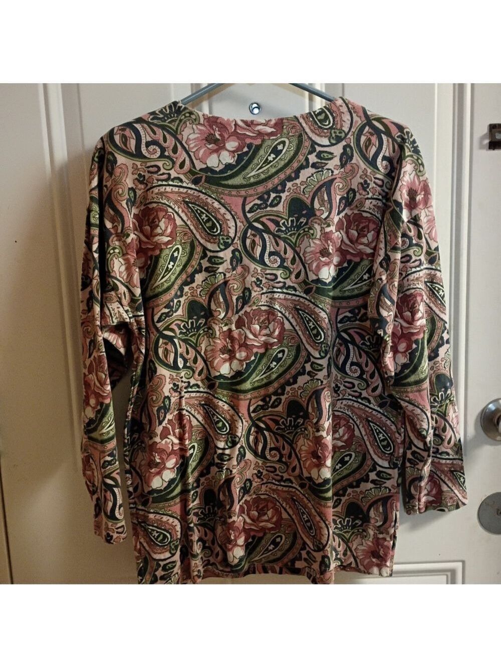 🆓 Free W/Purchase Vintage Forenza Floral Paisley Long Sleeve Top Medium - Picture 7 of 8